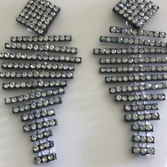 Zara Crystal Dangly Long Earrings - Picture 3 of 5